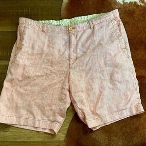 Tommy Bahama Harbor Herringbone Short Peach Sorbet Stretch Linen Blend 2XL